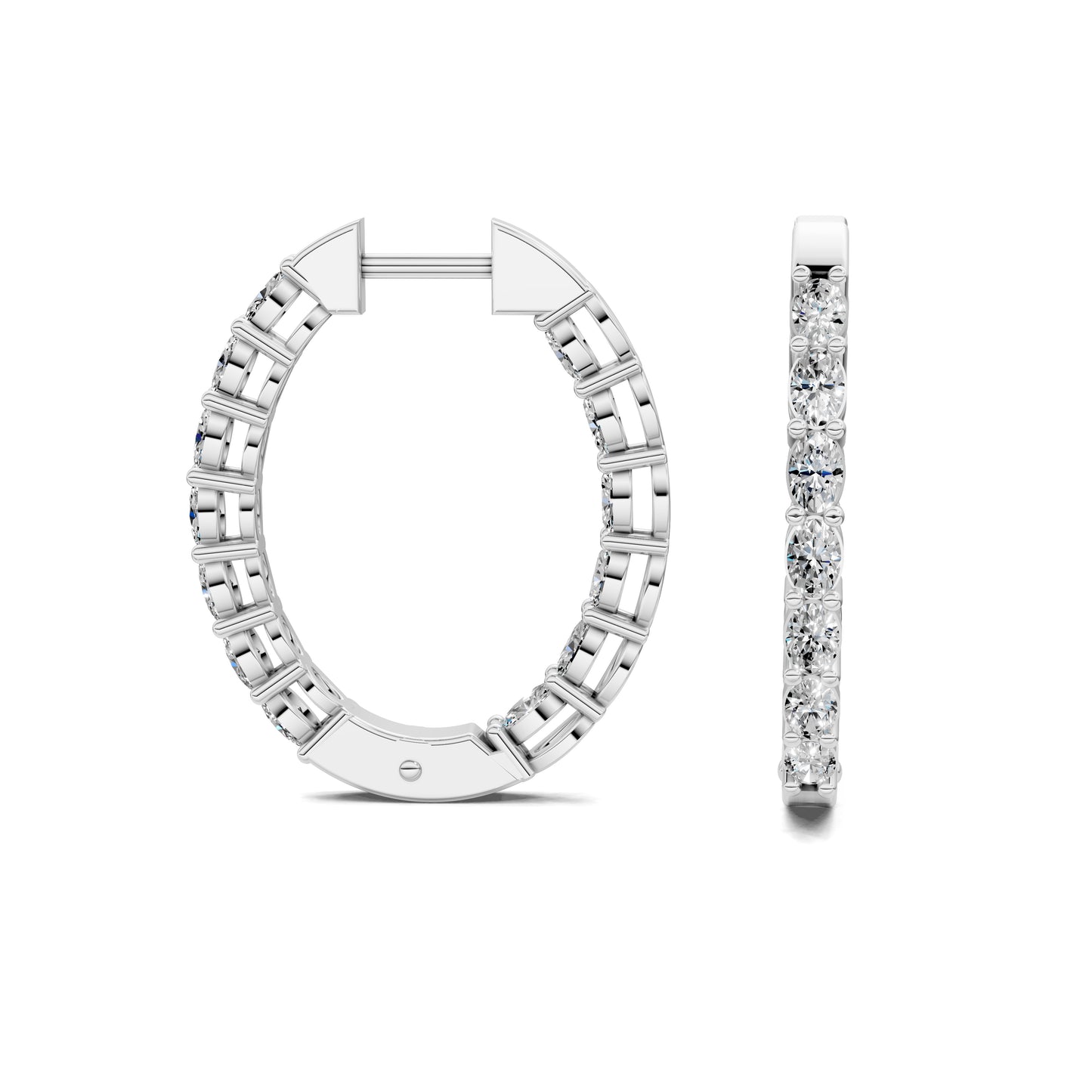 OVAL DIAMOND HOOPS