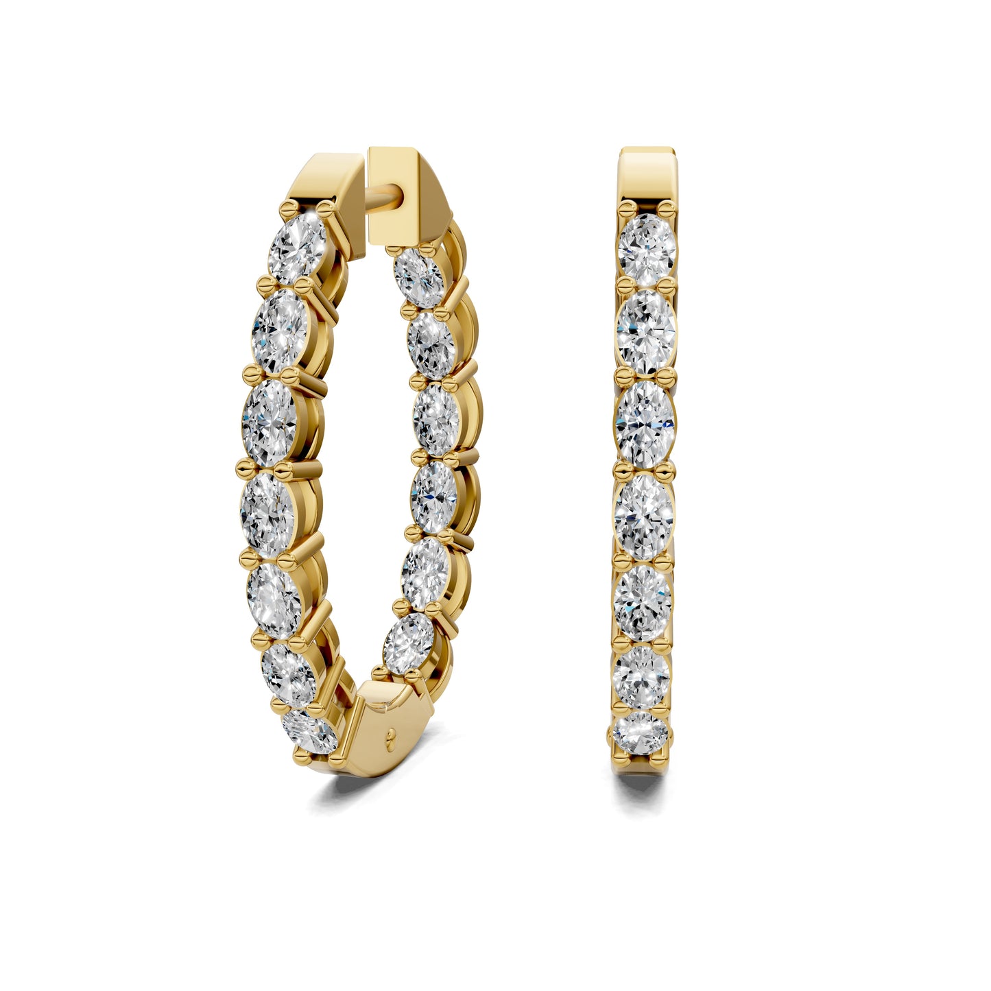 OVAL DIAMOND HOOPS