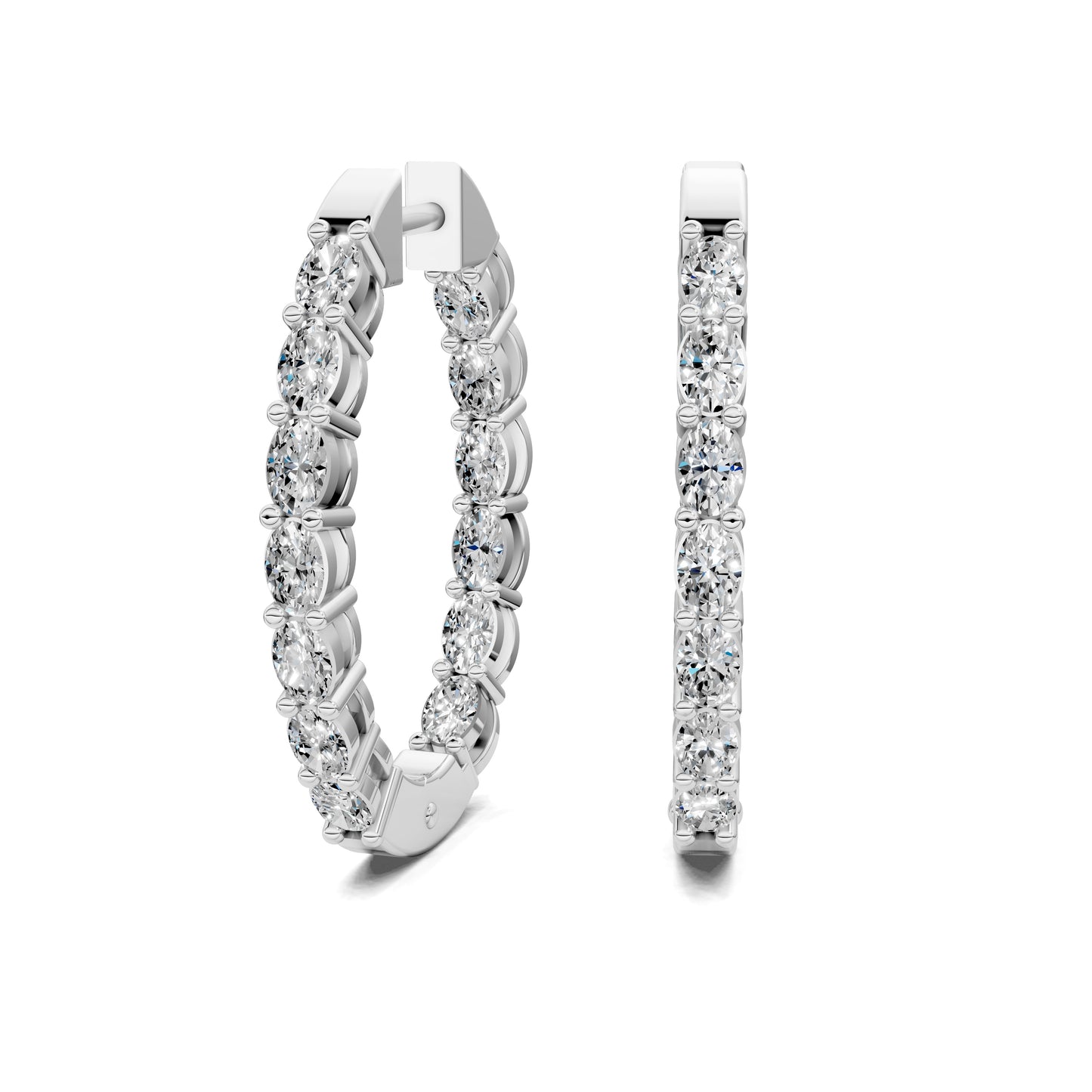 OVAL DIAMOND HOOPS