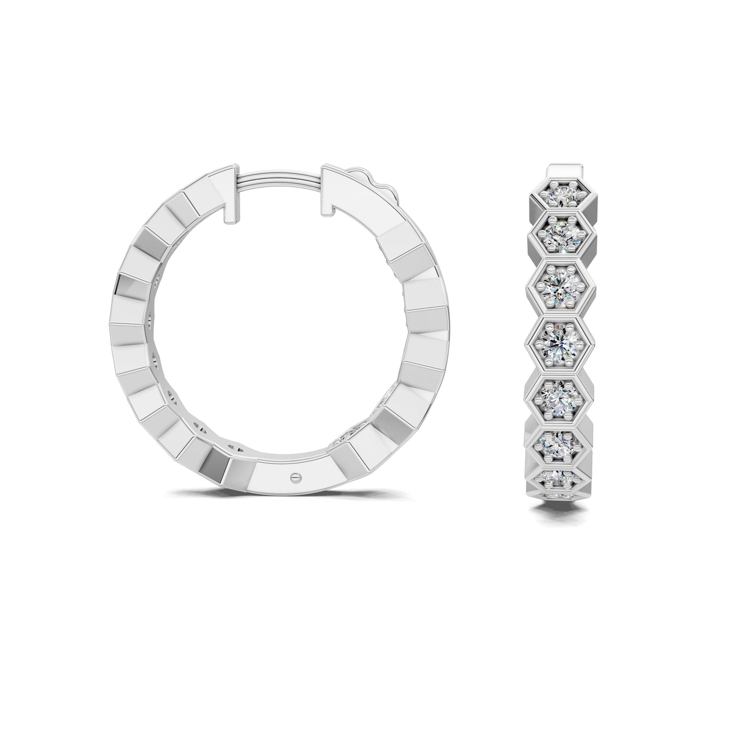 HEXAGON DIAMOND HOOPS