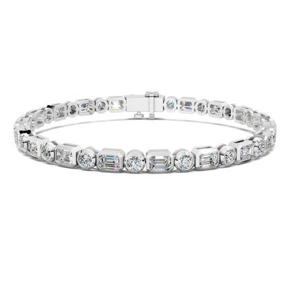 EMERALD ROUND BEZEL TENNIS BRACELET