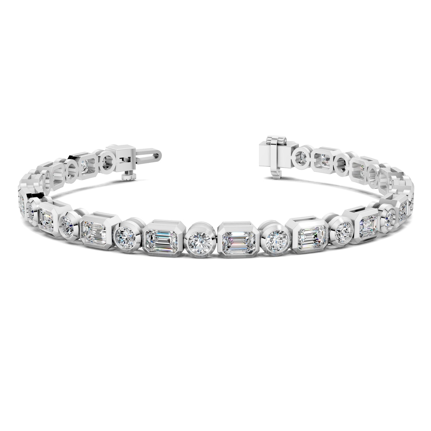 EMERALD ROUND BEZEL TENNIS BRACELET