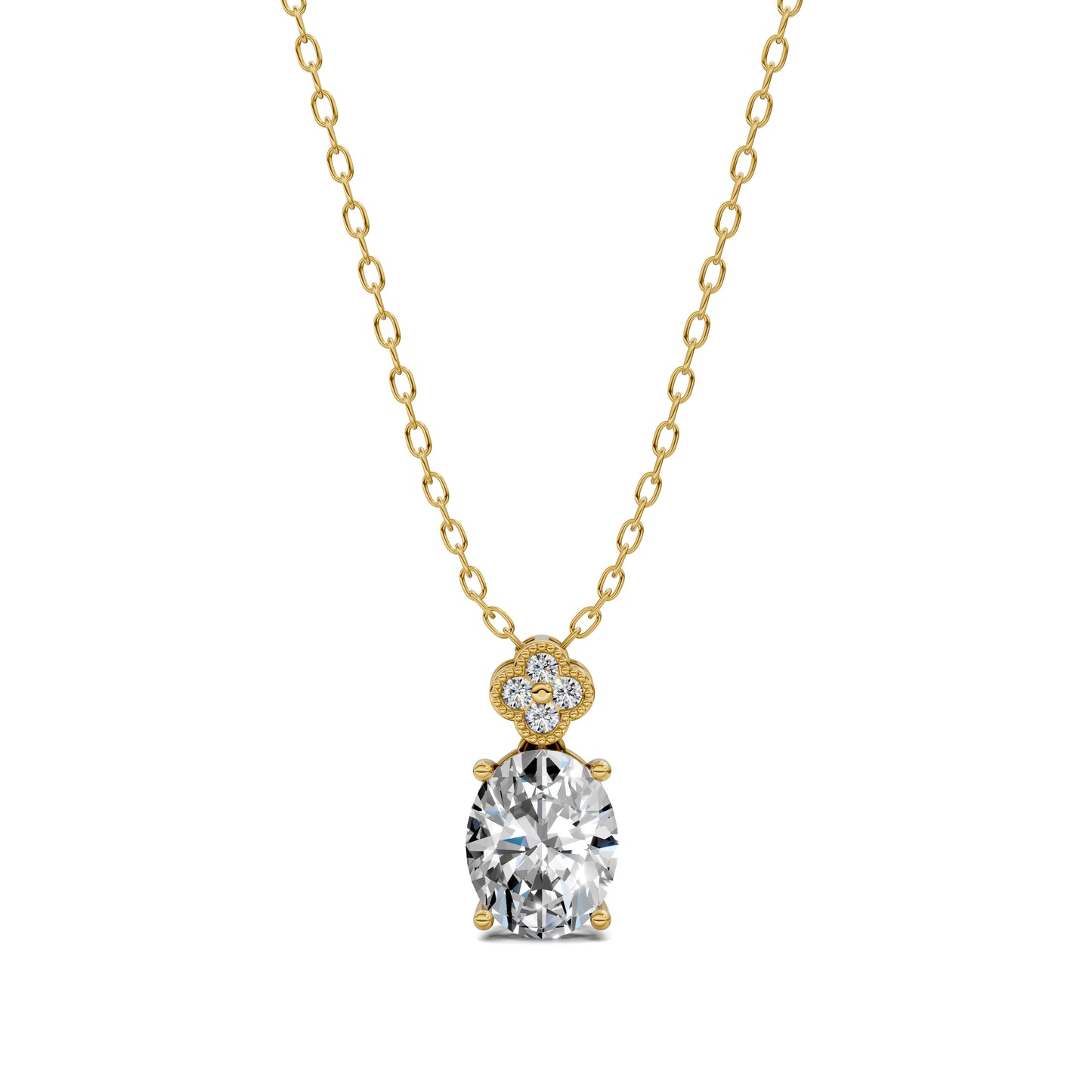 OVAL DIAMOND FLORAL PENDANT