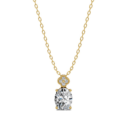 OVAL DIAMOND FLORAL PENDANT