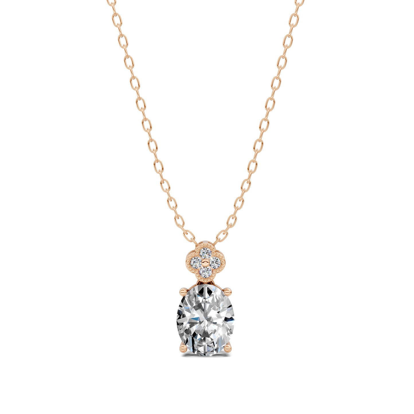 OVAL DIAMOND FLORAL PENDANT