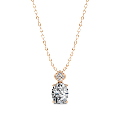 OVAL DIAMOND FLORAL PENDANT