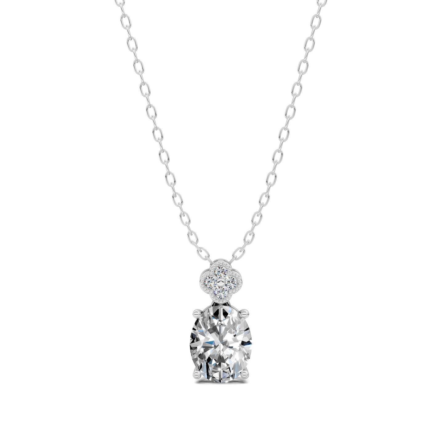 OVAL DIAMOND FLORAL PENDANT