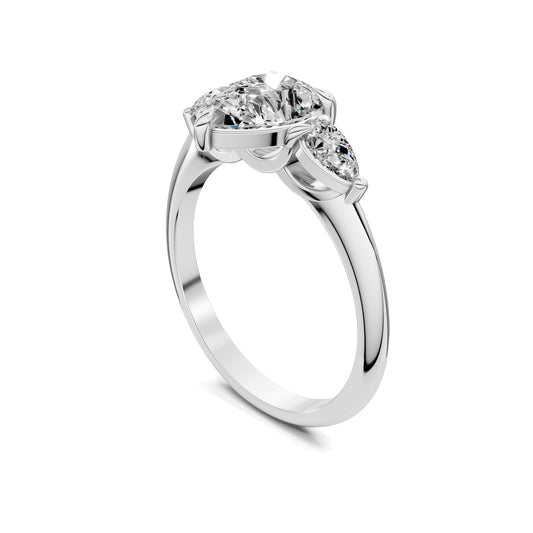 Elara Pear Three Stone Engagement Ring