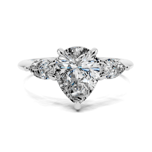 Elara Pear Three Stone Engagement Ring