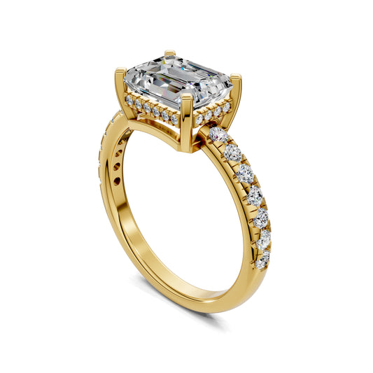 Nova East West Hidden Halo Pave Engagement Ring