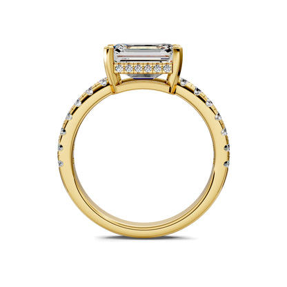 VALORA EAST-WEST EMERALD PAVÉ RING