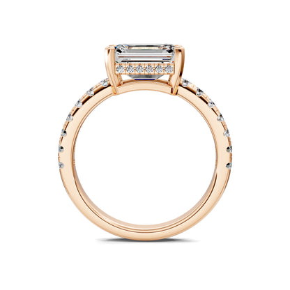 VALORA EAST-WEST EMERALD PAVÉ RING