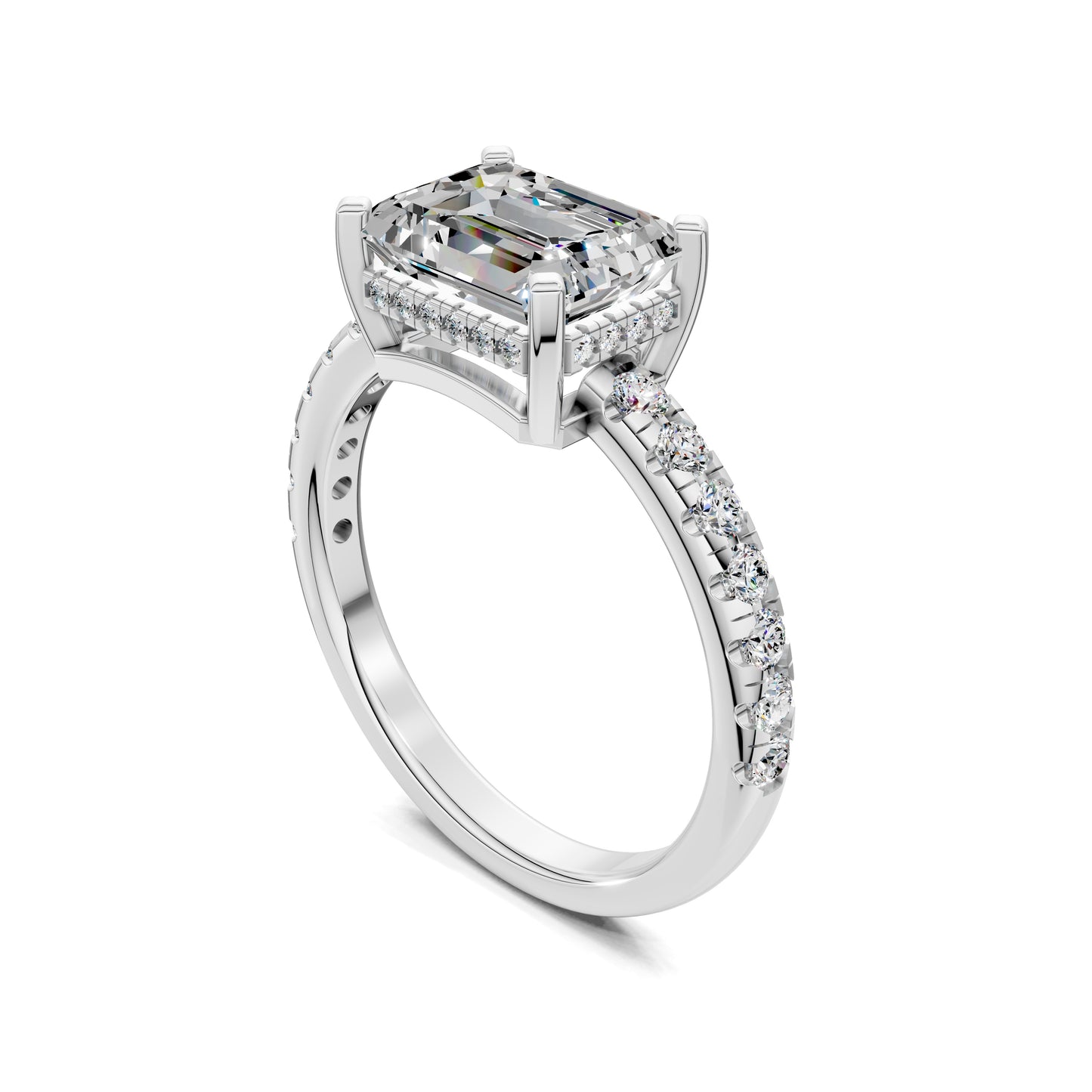 VALORA EAST-WEST EMERALD PAVÉ RING