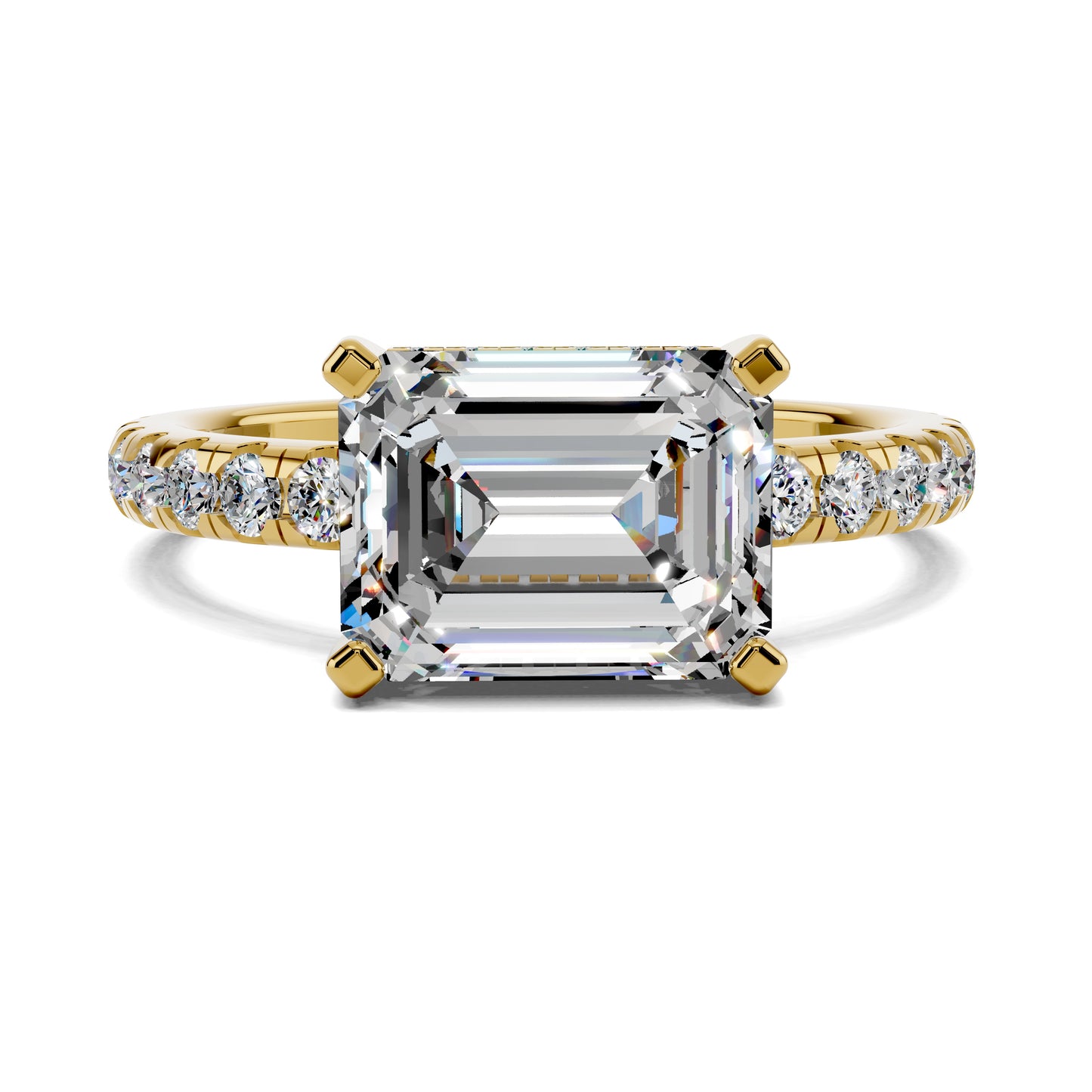 VALORA EAST-WEST EMERALD PAVÉ RING