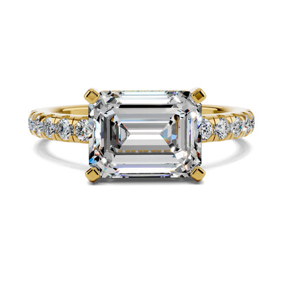 VALORA EAST-WEST EMERALD PAVÉ RING