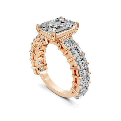 VALORA EMERALD CUT SIDE-STONE RING