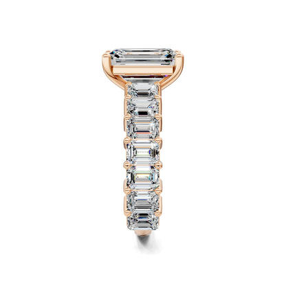 VALORA EMERALD CUT SIDE-STONE RING