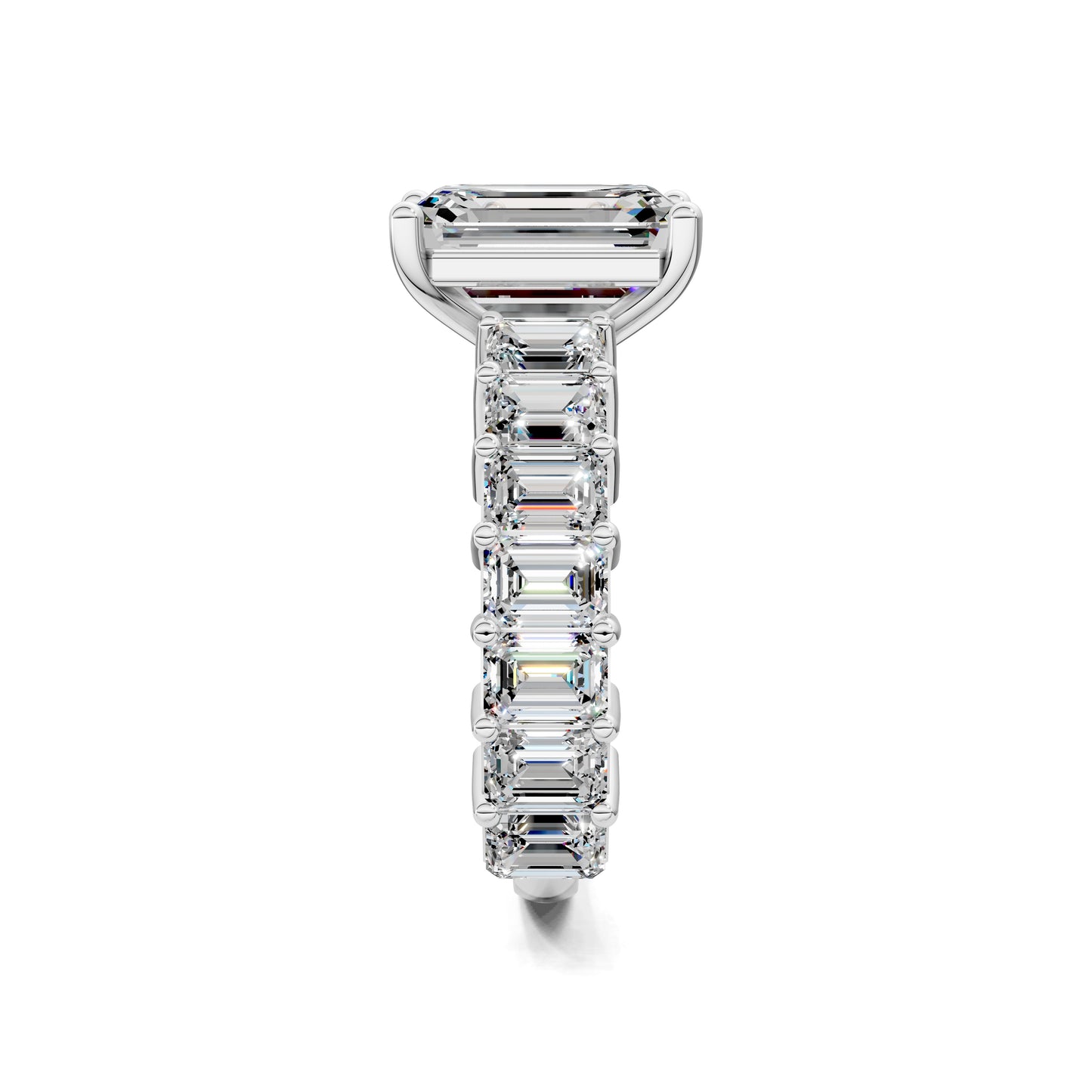 VALORA EMERALD CUT SIDE-STONE RING