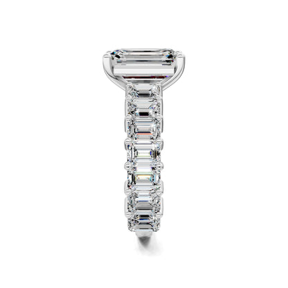 VALORA EMERALD CUT SIDE-STONE RING