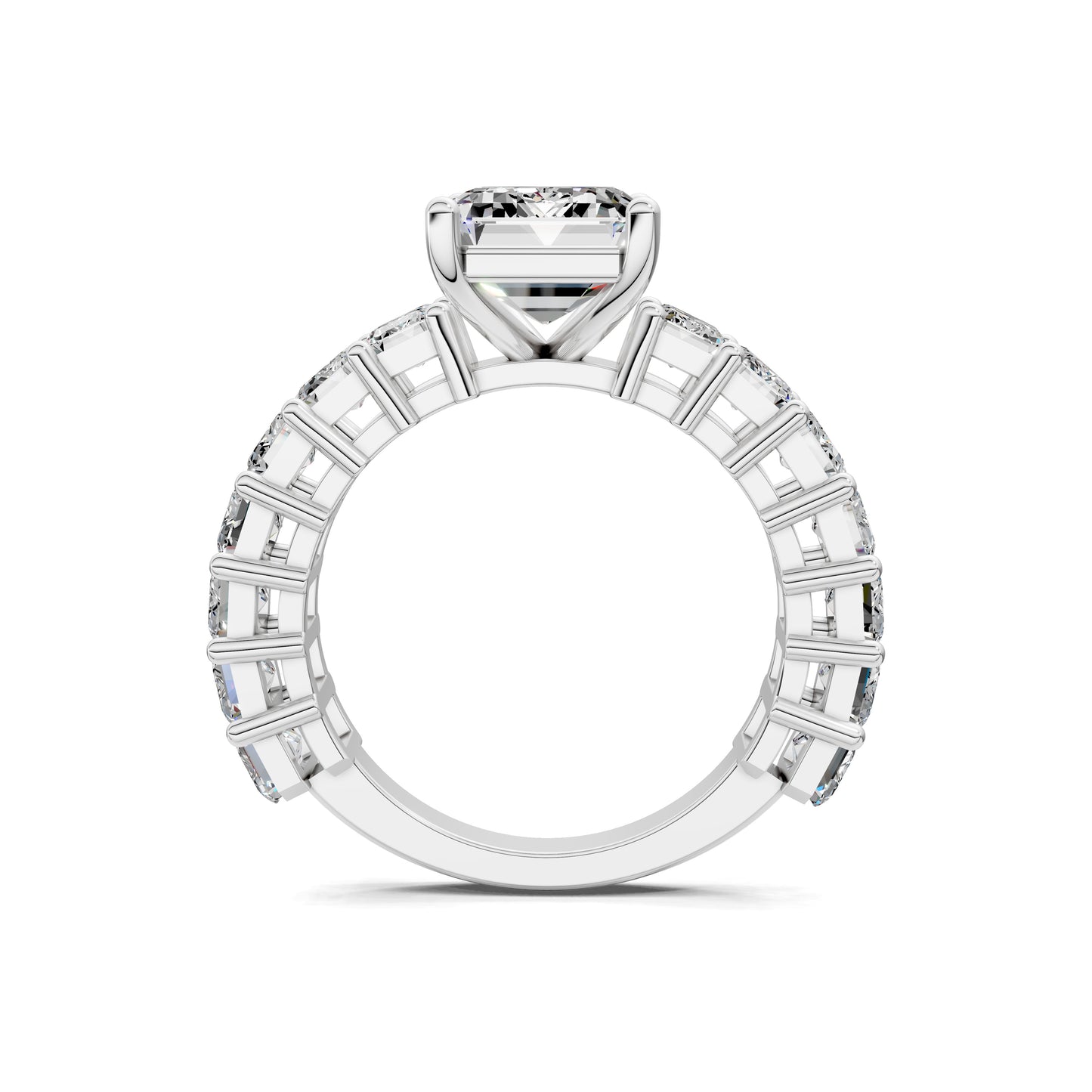 VALORA EMERALD CUT SIDE-STONE RING