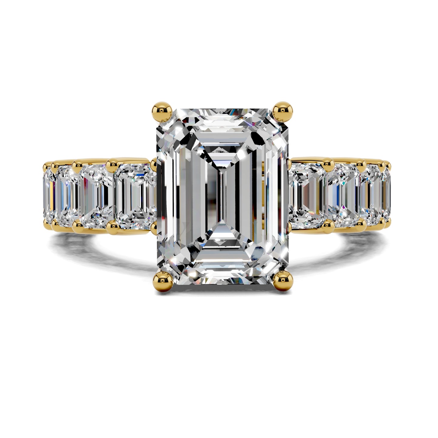 VALORA EMERALD CUT SIDE-STONE RING