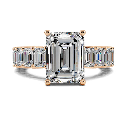 VALORA EMERALD CUT SIDE-STONE RING